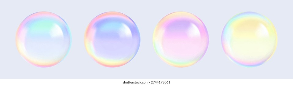 Realistic glossy  rainbow ball.Abstract 3D light bubble with glare.Geometric abstract  iridescent liquid shape.