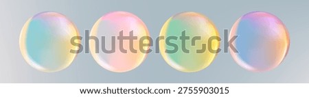 Realistic glossy  rainbow ball.Abstract 3D light bubble with glare.Geometric abstract  iridescent liquid shape.