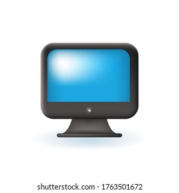 Realistic Glossy Screen Colored Icon on White Background . Isolated Vector Elements