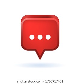 Realistisches Glossy Speech Bubble, farbiges Symbol auf weißem Hintergrund. Einzelne Vektorelemente