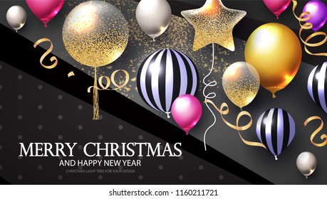 Realistic Glossy and Transparent Balloons with Confetti. Holiday, Sale and Party Decoration. Birtday. Wedding, Greetings, Congratulations, Anniversary, Win and so on. Vector illustration
