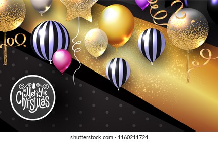 Realistic Glossy and Transparent Balloons with Confetti. Holiday, Sale and Party Decoration. Birtday. Wedding, Greetings, Congratulations, Anniversary, Win and so on. Vector illustration