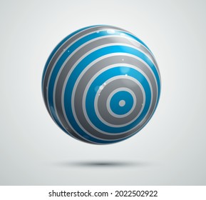 Realistic glossy vector sphere decorated with pattern, cute ball abstract graphic design element.