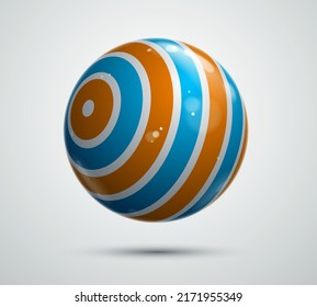 Realistic glossy vector sphere decorated with pattern, cute ball abstract graphic design element.