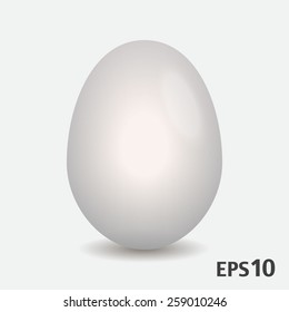 Realistic glossy white egg vector icon