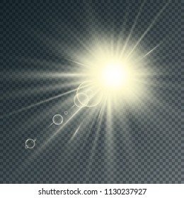 Realistic Glow effect. Yellow warm light effect, sun rays. Vector illustration design.