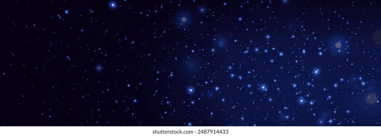 Realistic glow of the starry sky, Starry nights with bright sparkles. Magic dust particles.