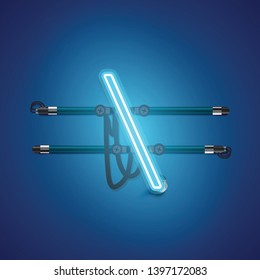 Realistic glowing blue neon charcter, vector illustration