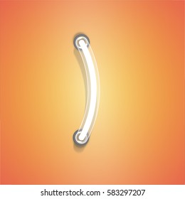 Realistic glowing character from a typeset on an orange background, vector illustration