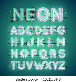 Realistic glowing double neon charcter on and off