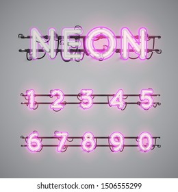 Realistic glowing double neon charcter on and off