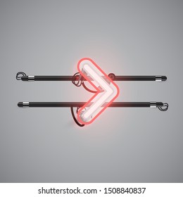 Realistic glowing double neon charcter from a fontset, vector illustration