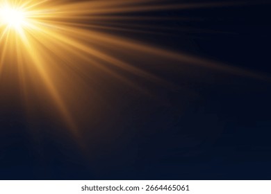 Flash brilhante realista, raios solares com efeito de explosão.
