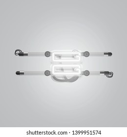 Realistic glowing grey neon charcter, vector illustration