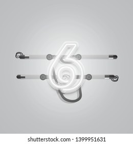 Realistic glowing grey neon charcter, vector illustration