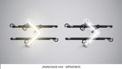 Realistic glowing grey neon charcter on and off