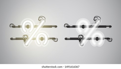 Realistic glowing grey neon charcter on and off