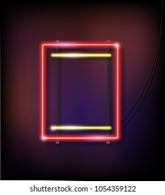 Realistic glowing neon frame.