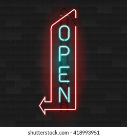 Realistic glowing neon signs. Vector 3D illustration