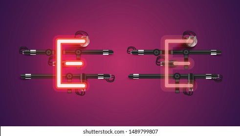 Realistic glowing purple neon charcter (on/off)