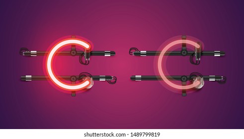 Realistic glowing purple neon charcter (on/off)