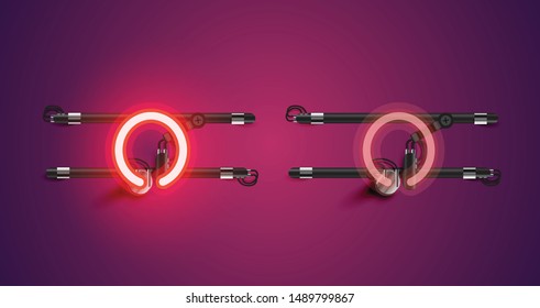 Realistic glowing purple neon charcter (on/off)