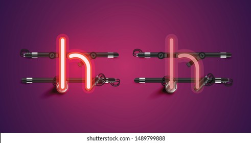 Realistic glowing purple neon charcter (on/off)