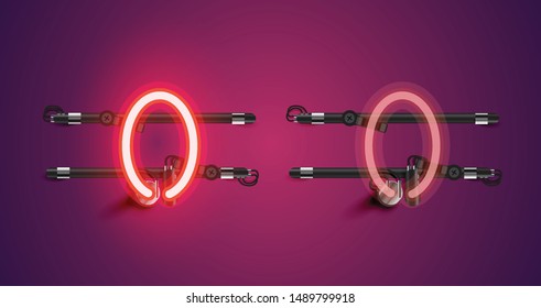 Realistic glowing purple neon charcter (on/off)