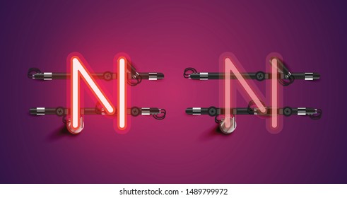 Realistic glowing purple neon charcter (on/off)