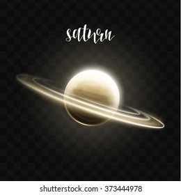 Realistic glowing Saturn planet