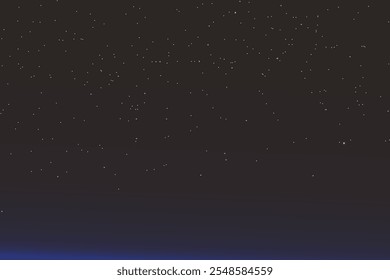 Realistic glowing starry sky, luminous stars sparkling in the dark night, a galaxy backdrop with bright and radiant stars. Vector illustration.