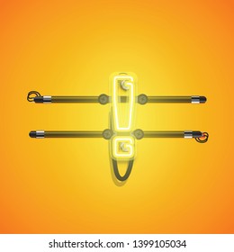 Realistic glowing yellow neon charcter, vector illustration