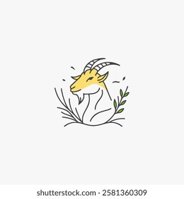 Realistic goat illustration on plain background, high quality vector for print and digital use.