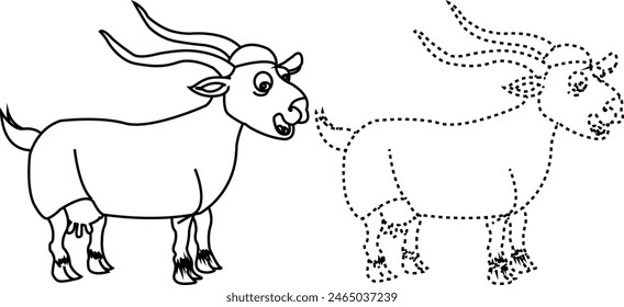 Realistic goat line art illustration
