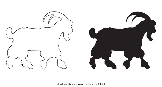 Realistic Goat Silhouette - Sharp Goat Outline for Marketing Materials
