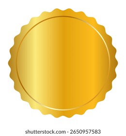 Realistic Gold Badge Seal with Glossy Effect. Isolated mockup on transparent background. Premium golden sale sticker with uneven edge, best seller emblem. Star shape. EPS10 Vector