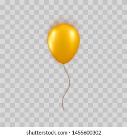 Realistic gold balloon isolated on transparent background. Vector element for Birthday or Black Friday Sale greeting card concept.