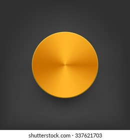 Realistic gold button. Vector. Gold circle.
