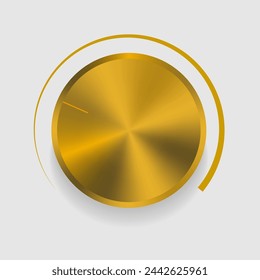 Realistic gold button, volume knob isolated on a white background