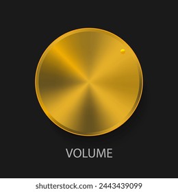 Realistic gold button, volume knob isolated on a black background