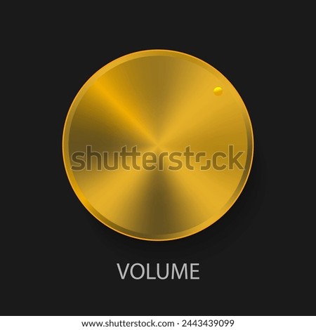 Realistic gold button, volume knob isolated on a black background