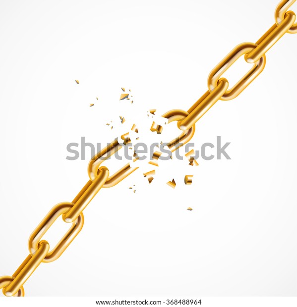 Realistic Gold Chain Breaking Symbol Freedom Stock Vector (Royalty Free