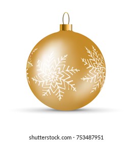 Realistic gold Christmas ball.