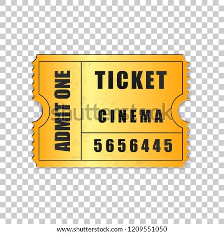 realistic gold cinema ticket isolated object stock vector royalty