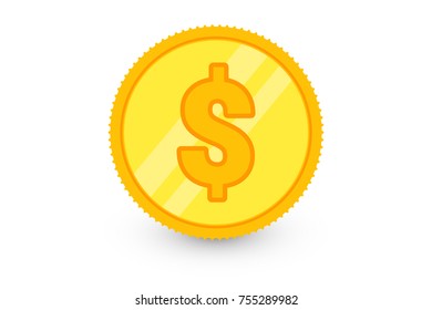 realistic gold coin icon. Vector illustration isolated on white background.