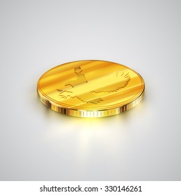Realistic gold coin, vector
