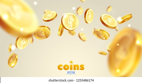 Realistic Gold coins explosion