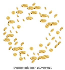 Realistic Gold coins explosion. Coins are falling down. Money rain. Vector illustration