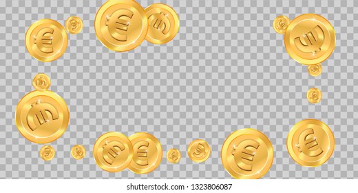 Realistic Gold coins explosion. Isolated on transparent background.