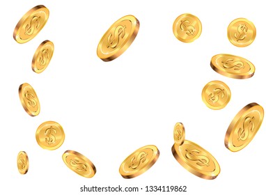 Realistic Gold coins explosion. Isolated on white background.